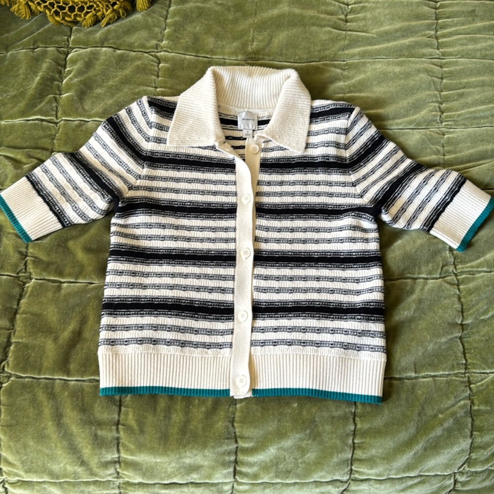 Maeve Short Sleeve button down sweater